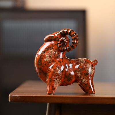 景德镇陶瓷高端艺术品领头羊生肖羊招财羊摆件家居装饰品开业礼品