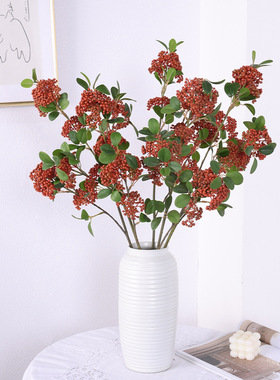 仿真带叶大果子 家居装饰工程发财浆果摄影道具样板房摆件假实果