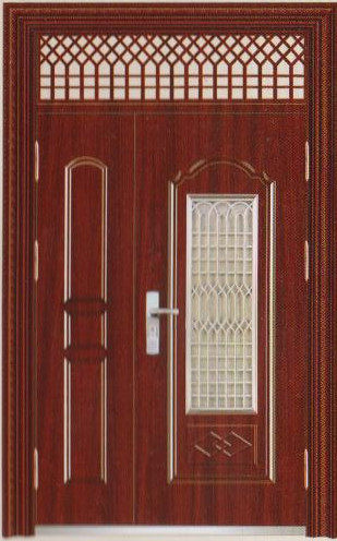 新鸿轩非标防盗门 进户大门 庭院门 带气窗对开大门