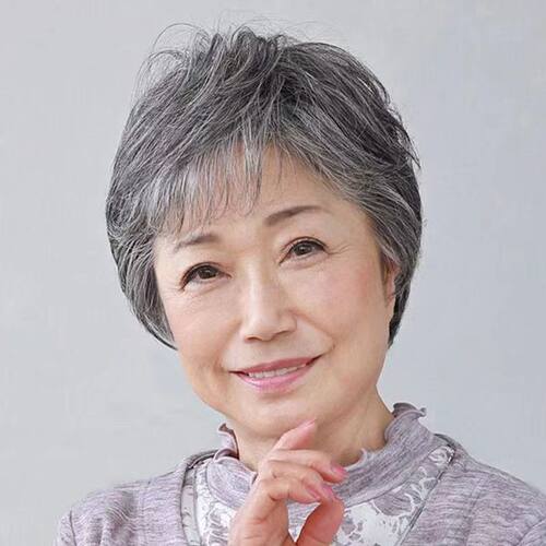 老奶奶假发真发高温丝花白假发