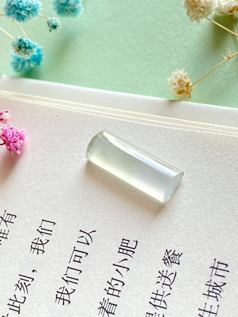 天然a货翡翠老坑冰种长条戒面