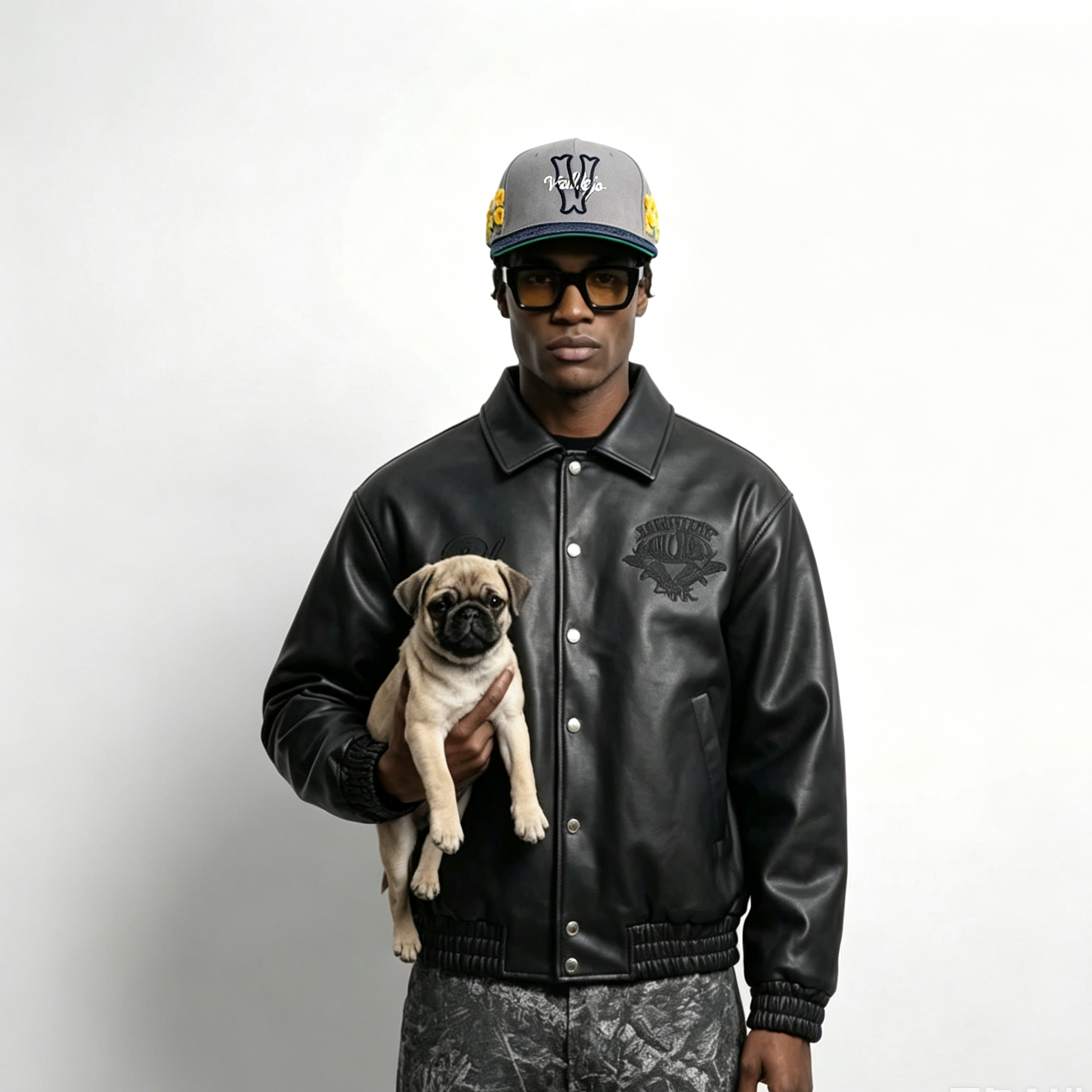 Dvniel Luu Grey Floral Suede Snapback 美国湾区街头潮牌棒球帽