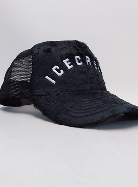 ICECREAM Spring '25 FUR TRUCKER CAP -BBC黑色绒毛货车帽卡车帽