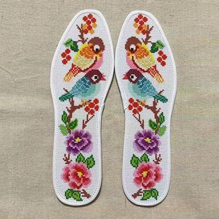 半成品鞋 垫纯棉布带针线 垫自己绣彩边十字绣鞋 垫男女印花纯手工鞋