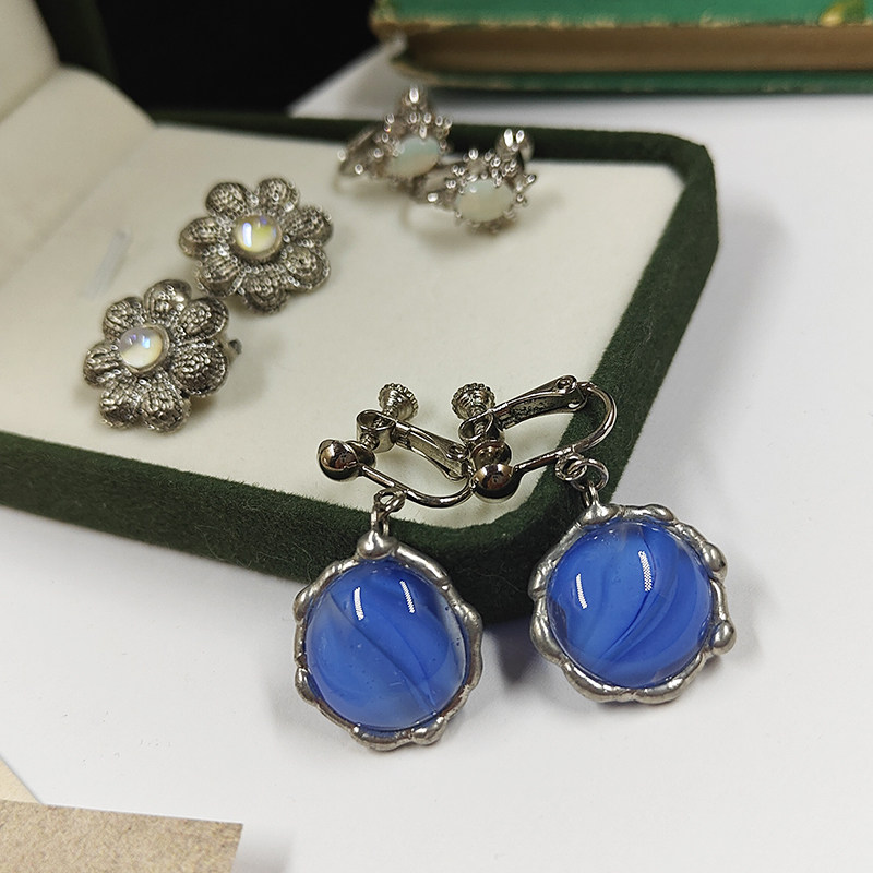 银色合集 穆拉诺中古琉璃耳夹 耳夹