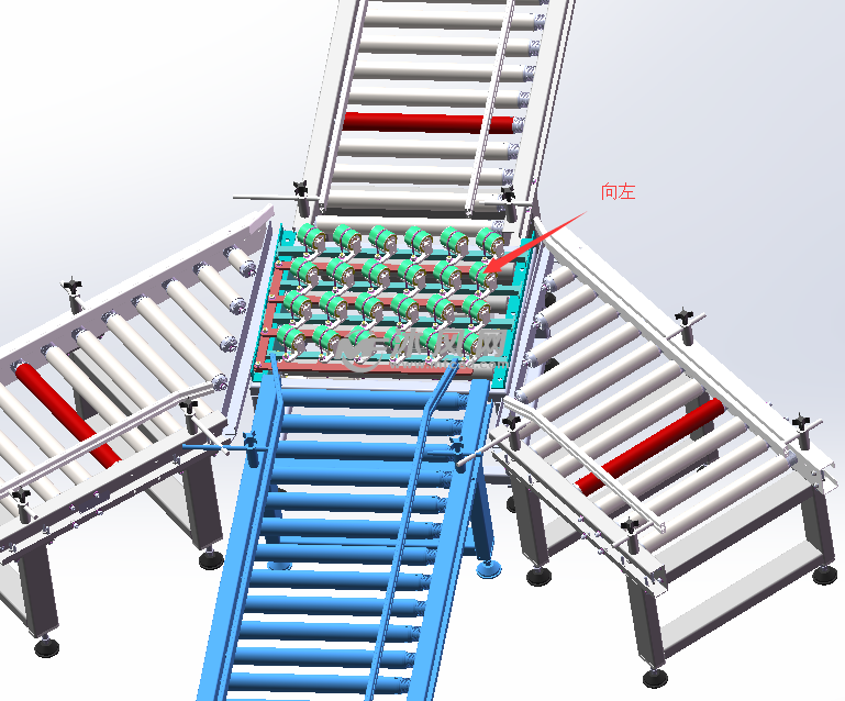 汇流滚筒线摆轮斜轮换向分拣机3d图纸sw可编辑不含参数【591】