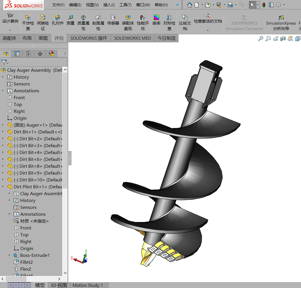 泥土钻头3d模型麻花钻头绞龙solidworks图纸资料素材【483】