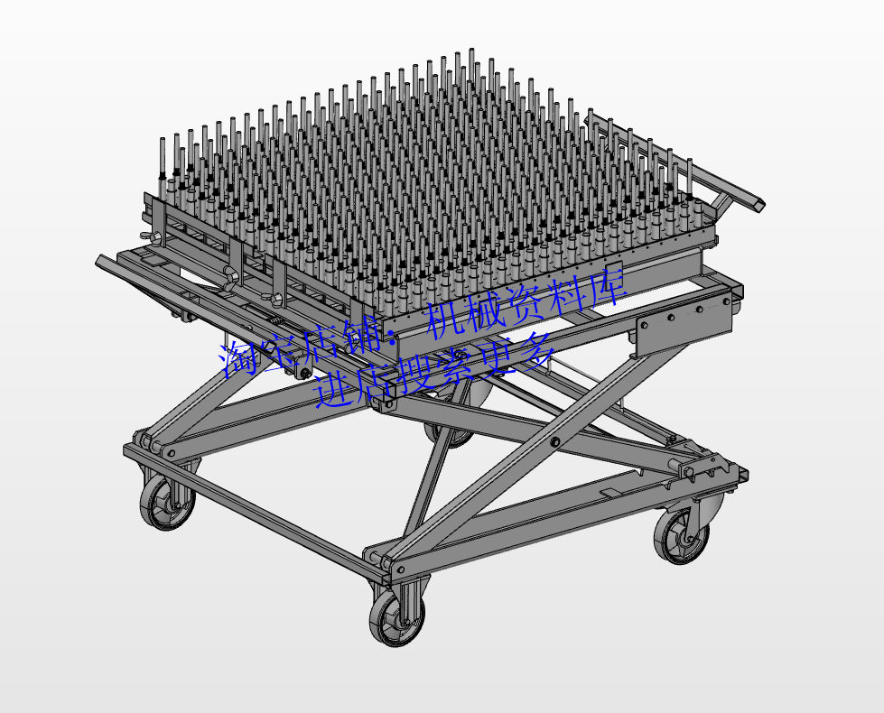 脚刹棘轮式移动升降小车3d图纸step格式三维模型【850】