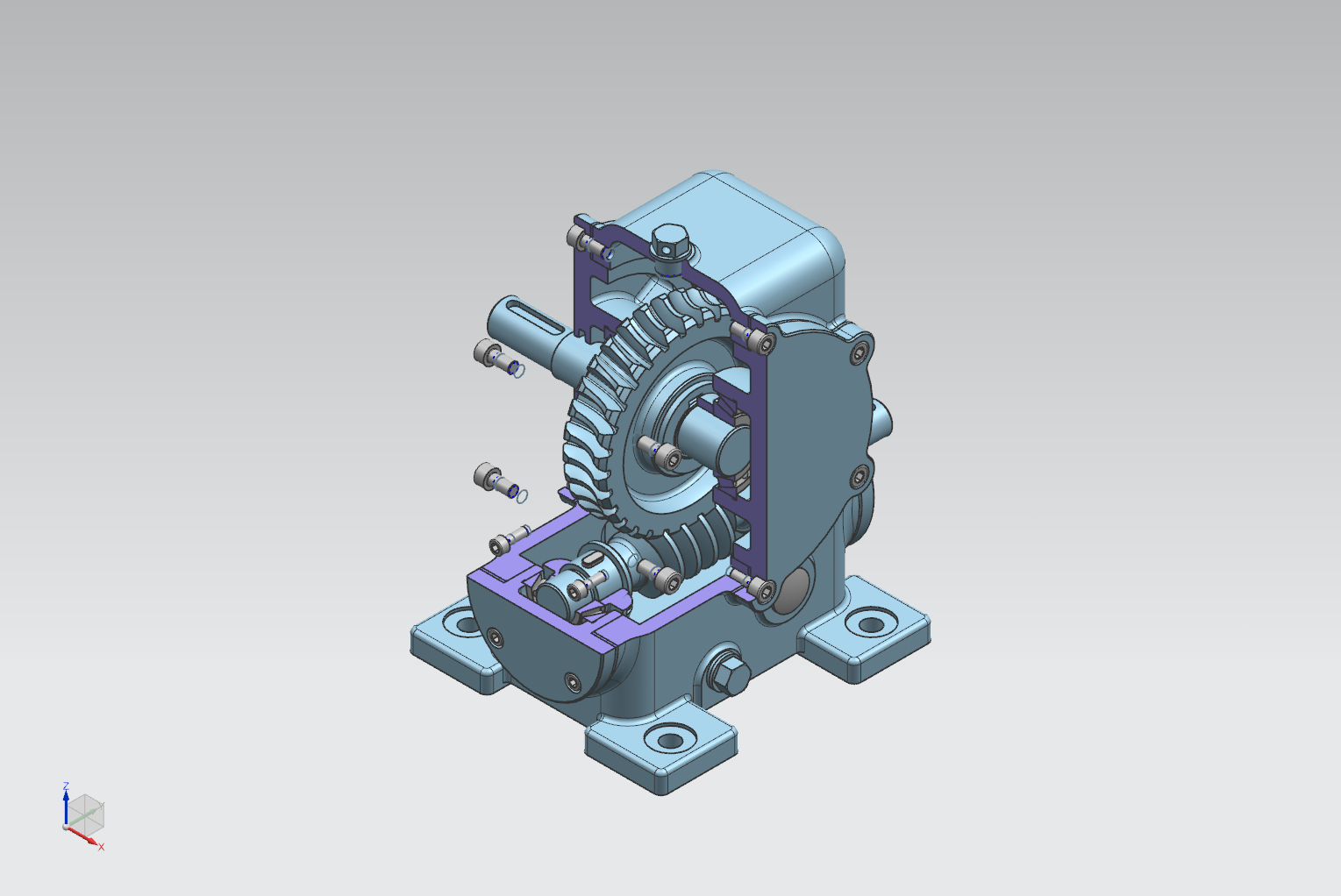 蜗轮蜗杆减速机UG 1872设计3D图纸档三维模型减速箱减速器【432】