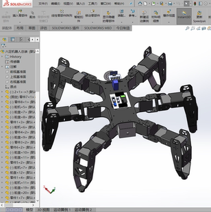 仿生六足机器人爬行蜘蛛机器人3D图纸SolidWorks2016模型【592】
