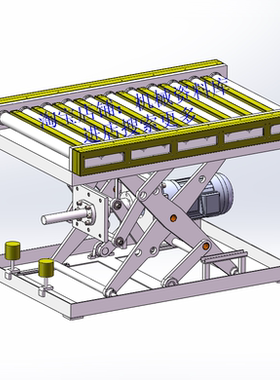 剪刀式升降输送机构3D图纸sw模型丝杆电机驱动设计参考资【507】