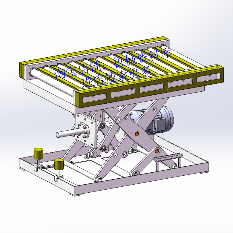 剪刀式升降输送机构3D图纸sw模型丝杆电机驱动设计参考资【507】