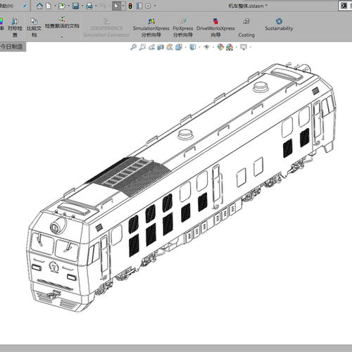 铁路客货运用直流电传动内燃机车东风DF4D型3D图纸sw模型【597】