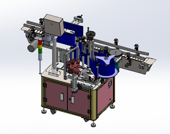圆瓶贴标机400设计3D图纸SolidWorks2019模型含参数可编辑【589】