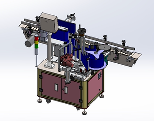 589 圆瓶贴标机400设计3D图纸SolidWorks2019模型含参数可编辑
