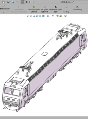 HXD3D电力机车铁路交流电干线准高速客运车型3D图纸sw模型【596】