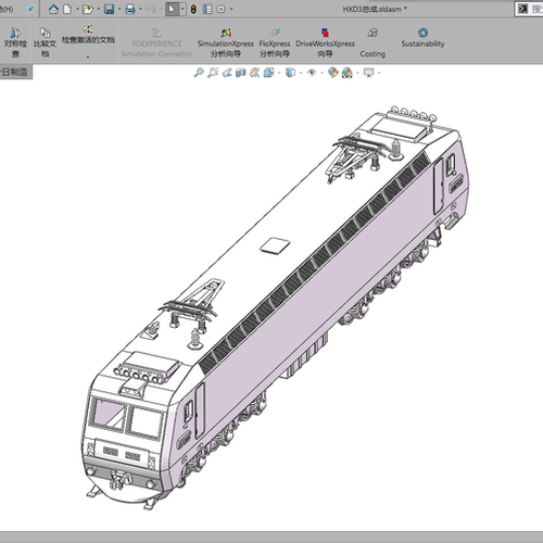 HXD3D电力机车铁路交流电干线准高速客运车型3D图纸sw模型【596】