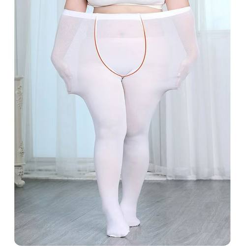 春秋特大码纯白色性感连裤袜中厚