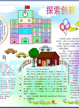 探索创新电脑绘画心理彩色电子小报鼠标鼠绘科学电脑手抄报03291