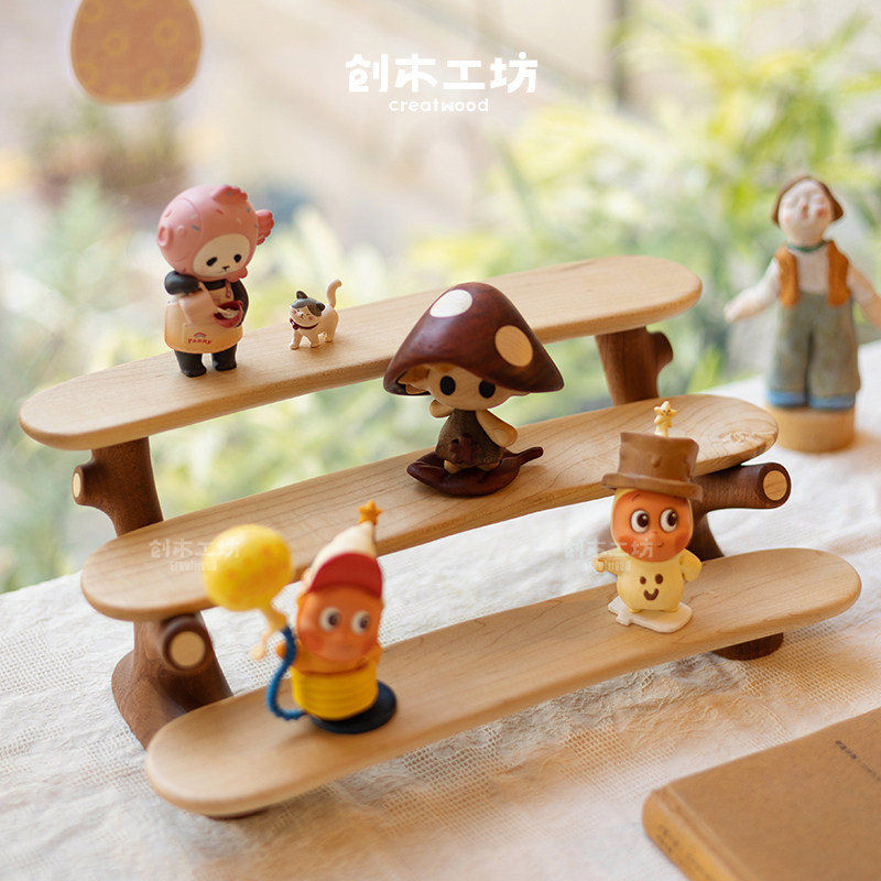 创木工房实木树枝收纳展示架图片