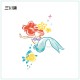 三川集 手绘卡通彩色防水持久可爱小图案贴纸 美人鱼爱丽儿纹身贴