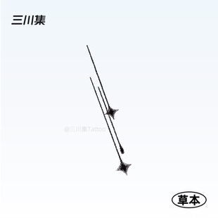 三川集 ins风流星简约线条星星草本纹身贴防水持久男女高级感锁骨