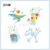 夕阳 假日 鸡尾酒 彩色纹身贴 女 三川集 创意持久防水 海边度假