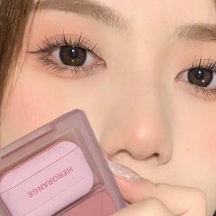 轻薄好用新款哑光腮红膏奶油质地低饱和膨胀收缩色晒红高光提亮女