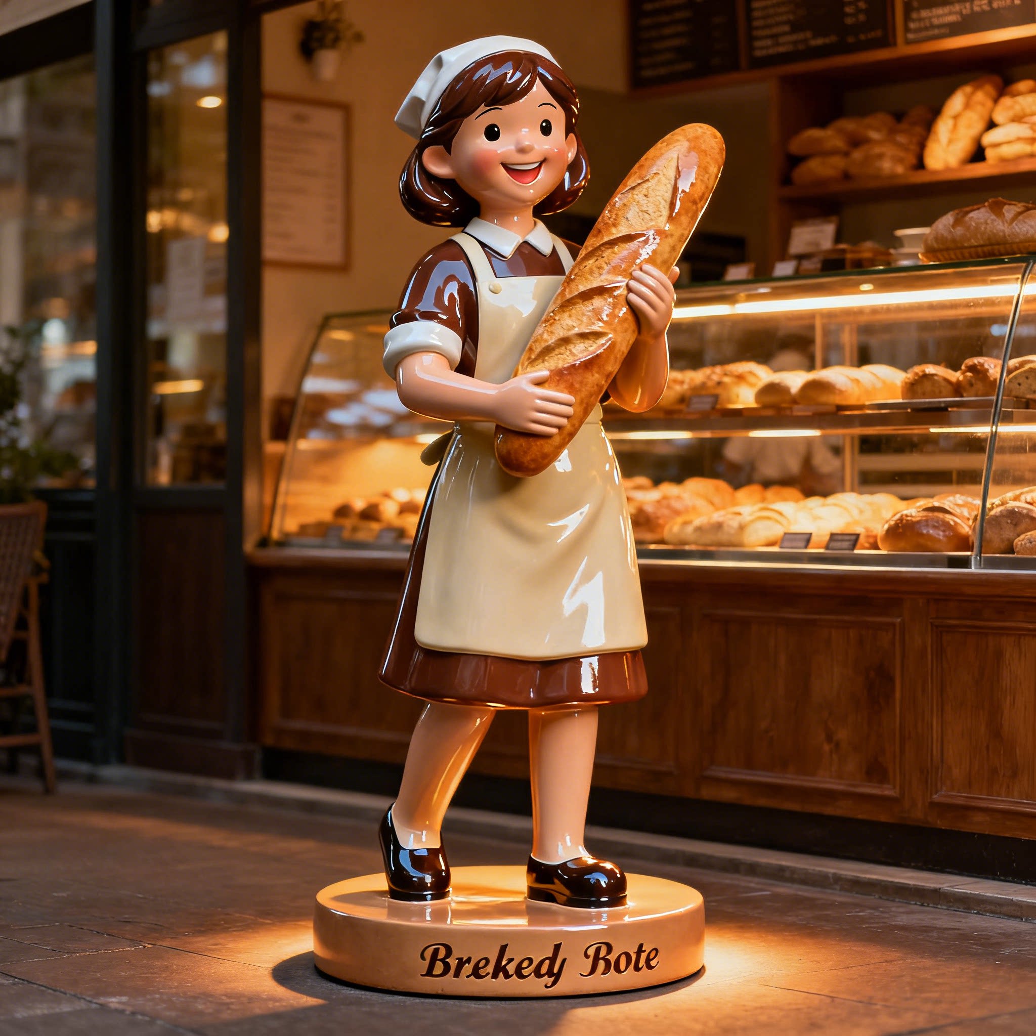 玻璃钢彩绘卡通面包店铺商业街室内IP人物形象雕塑定制源头工厂