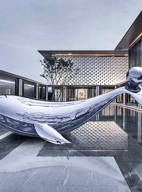 不锈钢铁艺镜面海豚雕像