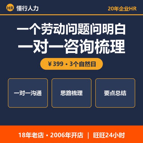 人事咨询 劳动问题一对一咨询 思路梳理 材料准备 20年HR经验