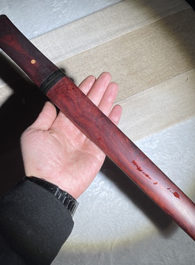 【小叶紫檀短剑】龙泉剑魁 小叶紫檀大马士革S羽毛纹短剑 未开刃