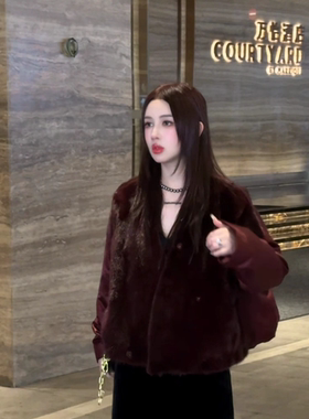 Gyantong郭彦彤貂蝉新中式真丝棉麻水貂拼鹅绒服时尚外套女W1125