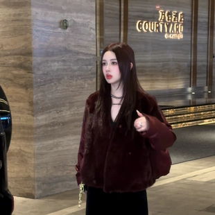 Gyantong郭彦彤貂蝉新中式 外套女W1125 真丝棉麻水貂拼鹅绒服时尚