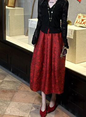 G.yantong【肌理感】立体花苞珠光感经典新款半身裙松紧腰QZ1068