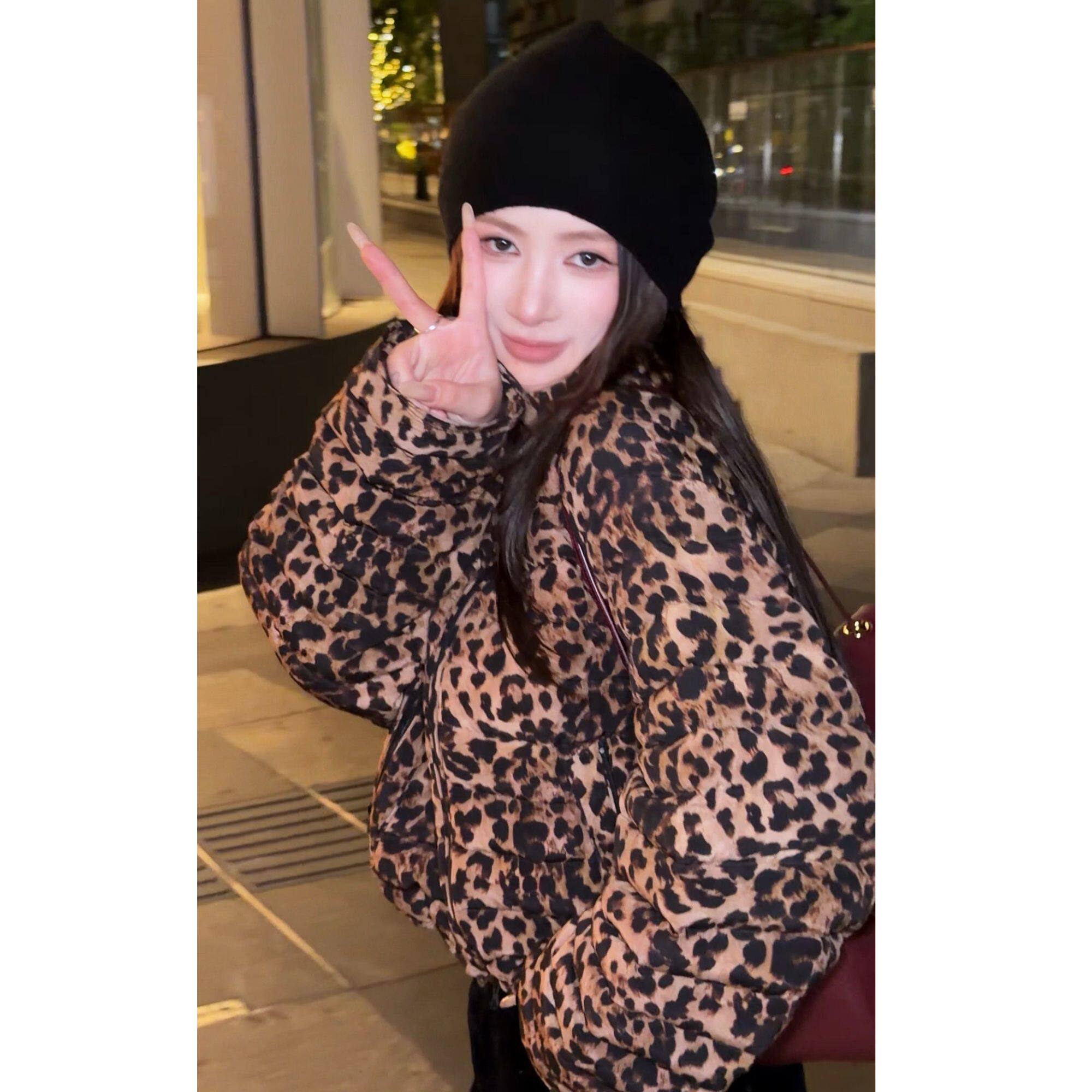 高端定制豹纹90白鹅绒轻量感羽绒服保暖WT1190