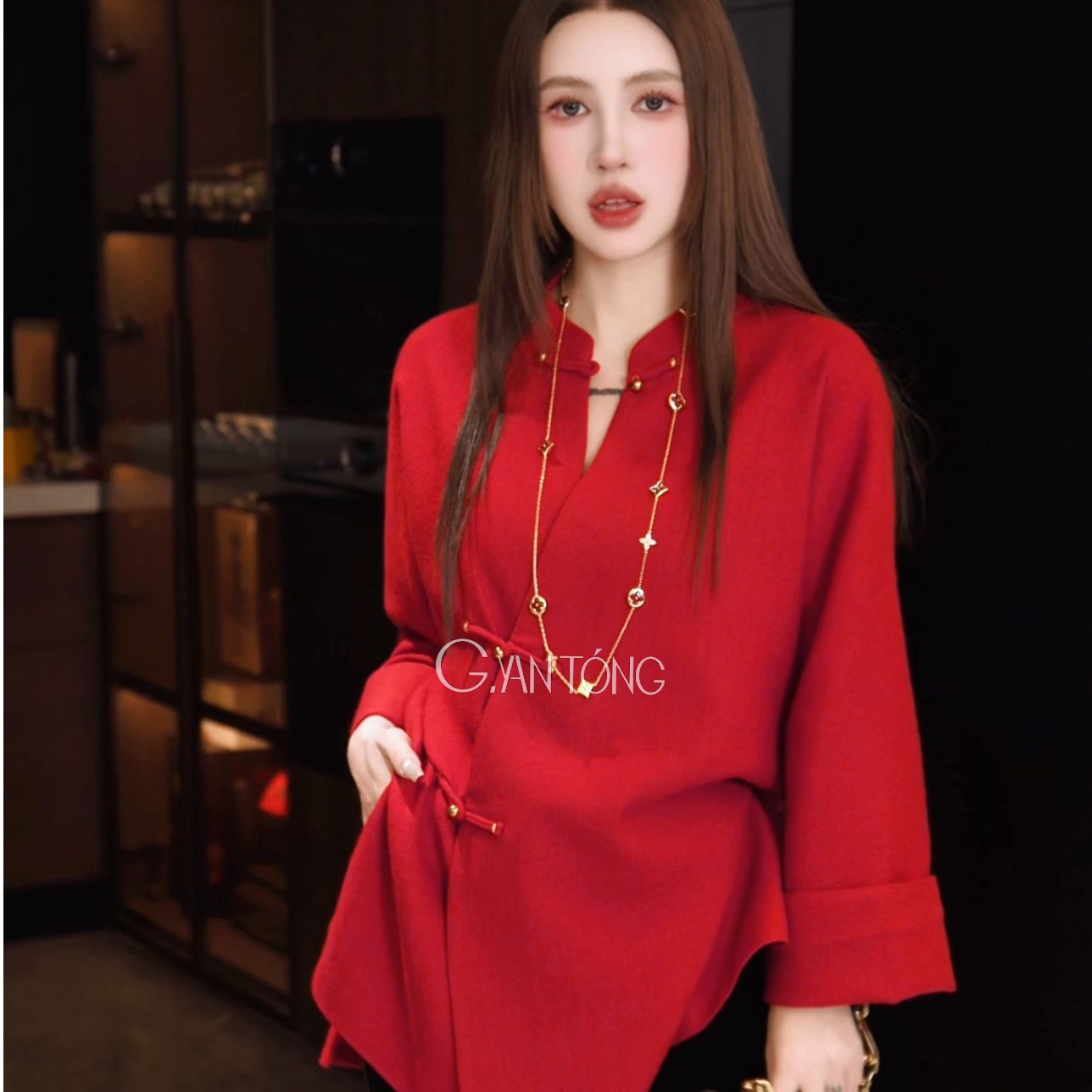 羊毛针织上衣中式宽松立领秋款