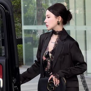 G.yantong郭彦彤缎面简约高级感净版西装外套女爆款显瘦WTL39