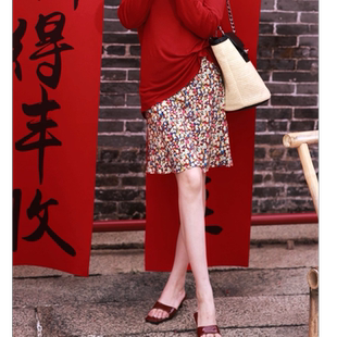 郭彦彤韩系小碎花半裙夏季 高腰显瘦梨形身材高定A字短裙1085 新款