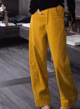 Gyantong郭彦彤定制灯芯绒阔腿休闲裤复古秋季宽松显瘦KZ107