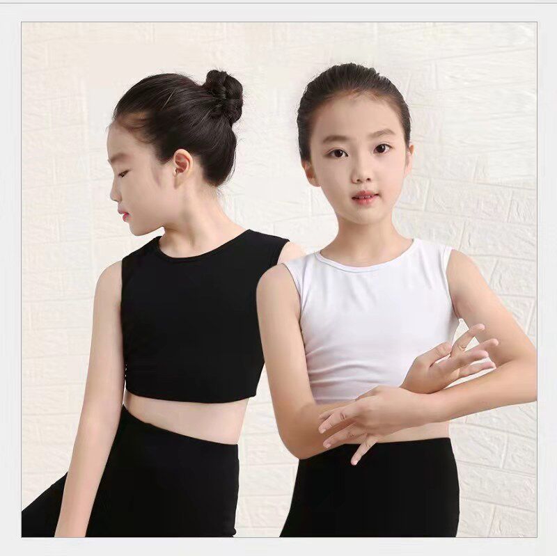 女童背心夏2025练功服休闲纯棉运动露脐瑜伽体操服宝宝舞蹈演出服