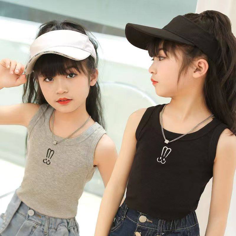 女童吊带背心2025韩版短款体恤中大童无袖上衣男女宝宝外穿打底衫