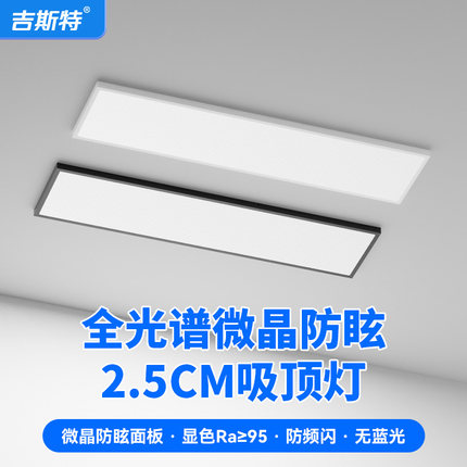 定制产品全光谱办公室LED长条灯阳台明装超薄长方形护眼灯吸顶灯