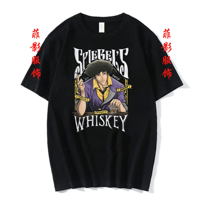 日本动漫星际牛仔Cowboy Bebop菅野洋子印花圆领男女短袖T恤上衣