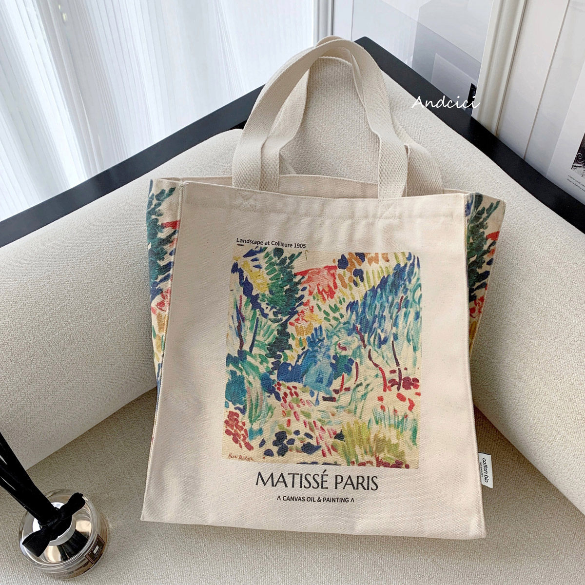马蒂斯Matisse~科利尤尔油画拉链帆布包袋男女单肩大容量学生书包