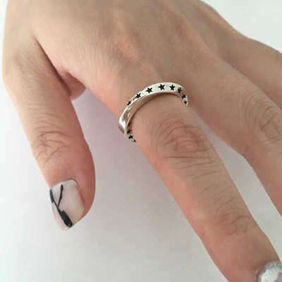 复古戒不规则星星素圈戒指小众