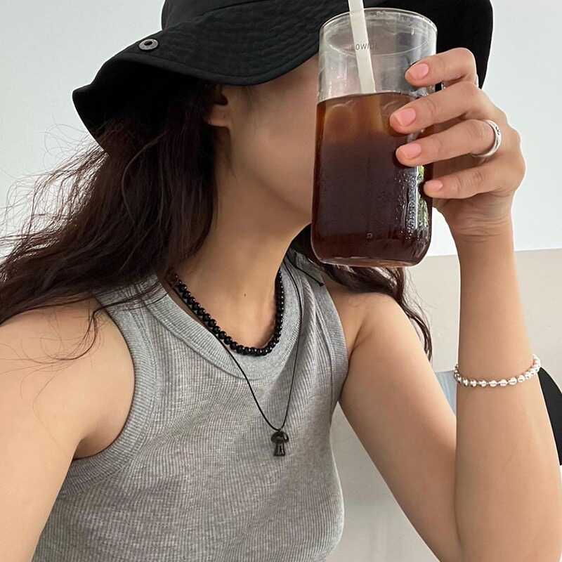 蘑菇叠戴百搭天然石吊坠BKP珍珠