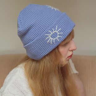 BKP「太阳花」韩系小众手工刺绣毛线帽针织冷帽氛围感秋冬百搭女