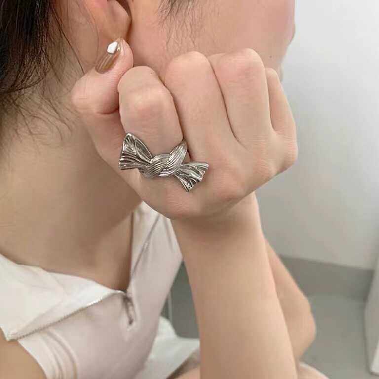 BKP曼谷公园「蝴蝶结」韩式肌理重工戒指ins极简高级感时髦可调节