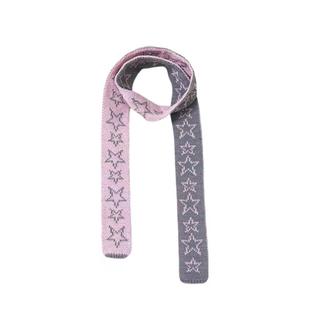 BKP曼谷公园「千禧星」复古五角星撞色细窄围巾y2k百搭辣妹秋冬亚